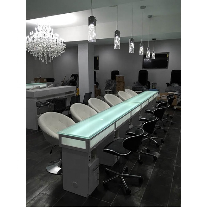 White design beauty nail salon furniture manicure table long nail bar