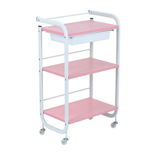 Pink utility hairdressing cart,salon beauty trolley wooden work cart