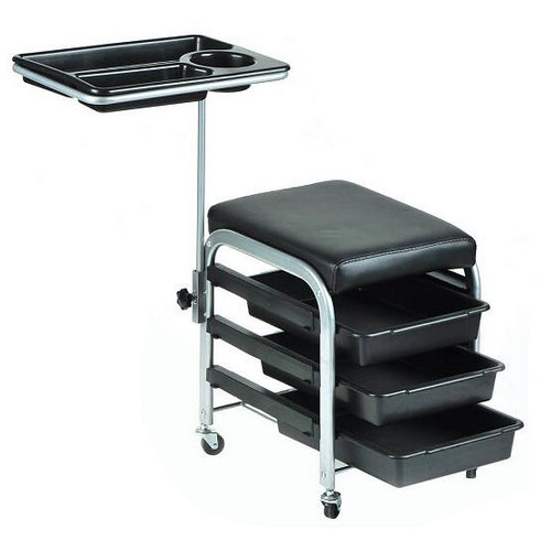 Portable Pedicure Manicure Nail Cart Trolley Stool Chair Salon SPA With Shelves