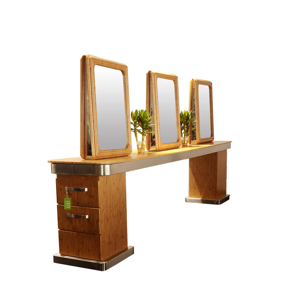 Double sided beauty makeup cabinet tables salon styling mirror stations