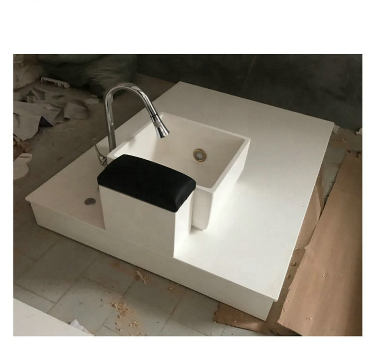 New style ergonomic pipeless portable pedicure chair square sink for beauty salon shop