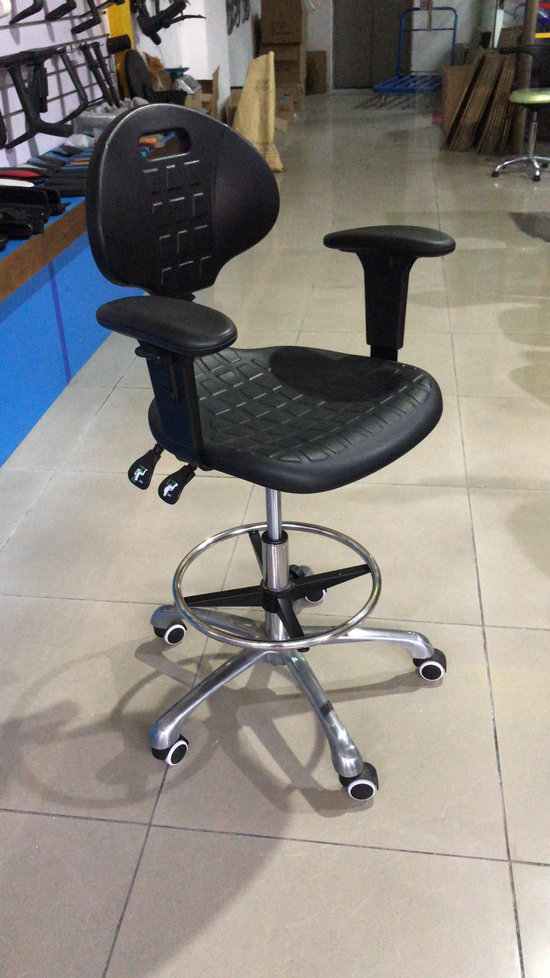 Adjustable ESD PU Foam Laboratory Chairs Industrial Aluminum Factory Working Anti-static Safety Stool